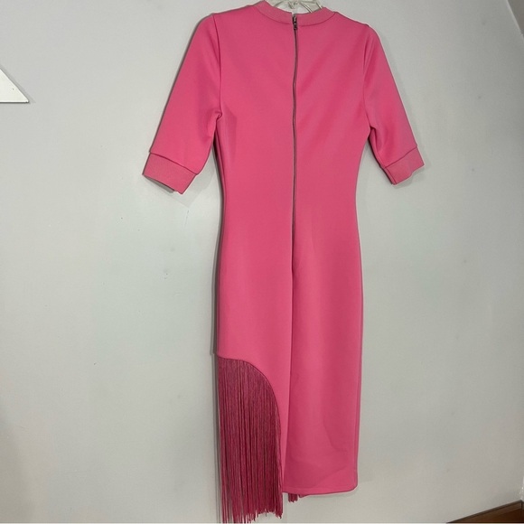 NWT Alice + Olivia Pink Midi Dress | Fringe | Cocktail Gown | Wedding Guest - Picture 14 of 17
